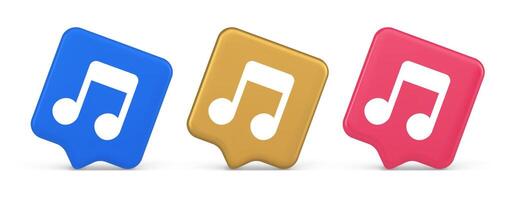 Music note audio sound button audio sound listening production 3d realistic speech bubble icon vector