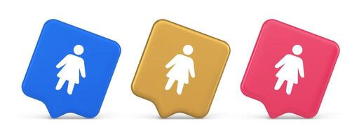 Woman silhouette staff member unrecognizable person button user profile interface 3d speech bubble icon vector