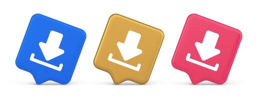 Download down arrow cyberspace information storage button internet file browsing 3d speech bubble icon vector