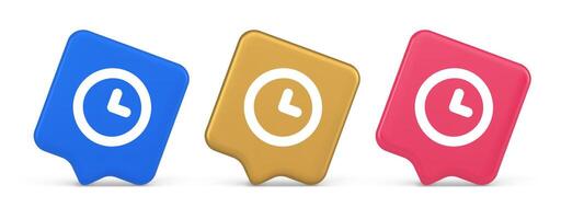 Timer countdown deadline control button time management watch web app design 3d speech bubble icon vector