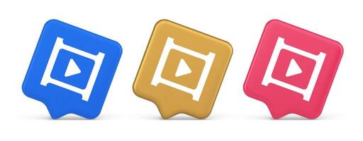 film multimedia content play button digital player broadcasting 3d realistic speech bubble icon vector