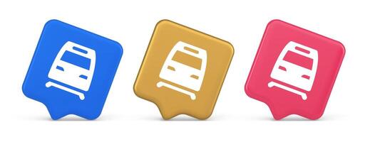 Train railway subway locomotive button rail passenger transportation travel 3d realistic speech bubble icon vector