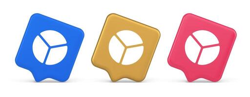 Chart pie three section button financial presentation business analyzing web app 3d speech bubble icon vector