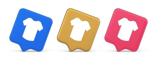 T shirt online shopping button internet order purchasing 3d realistic speech bubble icon vector