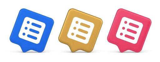 To do list agenda important message button planner business organizer time management 3d speech bubble icon vector