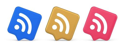 Wifi available access button wireless internet connection signal 3d realistic speech bubble icon vector