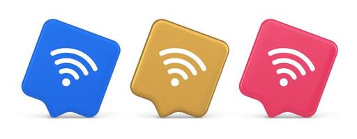 Wi fi internet connection button high speed wireless cyberspace digital network 3d speech bubble icon vector