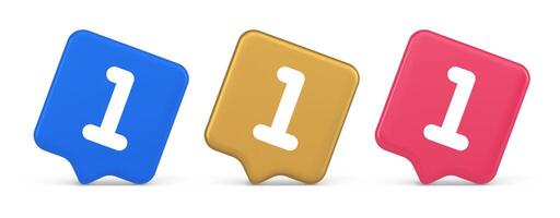 One number button finance counting panel keyboard user interface 3d realistic speech bubble icon vector