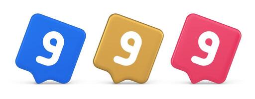 Nine number button calculation math financial budget web app 3d realistic speech bubble icon vector
