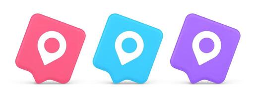 GPS map pin location service button application direction distance pointer 3d realistic speech bubble icon vector