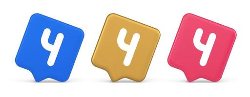 Four number squared button keyboard interface financial calculation service 3d speech bubble icon vector