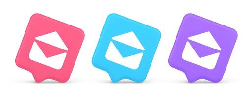 Email open envelope letter received incoming message button 3d realistic speech bubble icon vector
