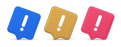 Exclamation mark keyboard button important attention point cyberspace communication 3d speech bubble icon vector