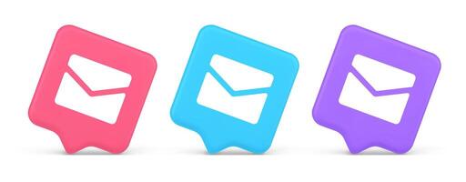 Newsletter inbox chat message button remotely communication digital notification 3d speech bubble icon vector