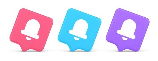 Handbell ring sound notification button incoming message call notification 3d realistic speech bubble icon vector