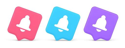 Bell ring audio sound button signal push reminder cyberspace interface notification 3d speech bubble icon vector