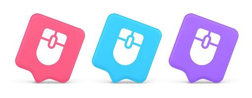 Mouse computer scrolling device cursor button click control cyberspace interface 3d speech bubble icon vector