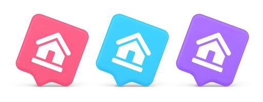 Homepage main page cyberspace address button web interface menu emblem 3d realistic speech bubble icon vector
