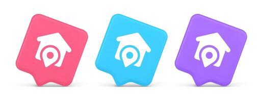House location GPS route button distance navigation map pin pointer address direction 3d speech bubble icon vector