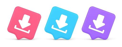 Download down arrow cyberspace information storage button internet file browsing 3d speech bubble icon vector