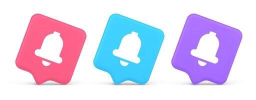 Handbell ring button cyberspace sound reminder service 3d realistic speech bubble icon vector