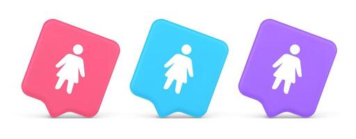 Woman silhouette staff member unrecognizable person button user profile interface 3d speech bubble icon vector