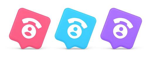 Contact phone call voice communication button dialog assistance helpline consulting 3d speech bubble icon vector