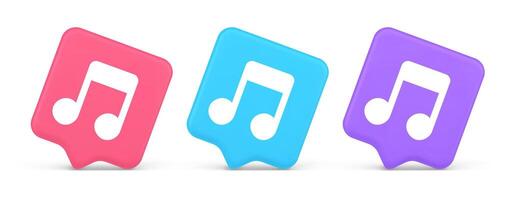 Music note audio sound button audio sound listening production 3d realistic speech bubble icon vector