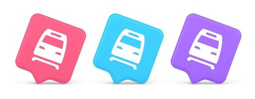 Train railway subway locomotive button rail passenger transportation travel 3d realistic speech bubble icon vector