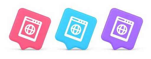 Internet browser global wireless connection button cyberspace virtual networking 3d speech bubble icon vector