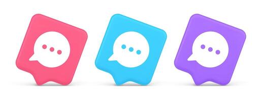Think bubble chat button online dialogue social network communication 3d realistic speech bubble icon vector