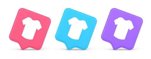 T shirt online shopping button internet order purchasing 3d realistic speech bubble icon vector