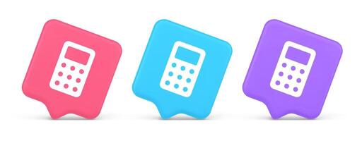 Calculator button mathematical number counting web application design 3d realistic speech bubble icon vector
