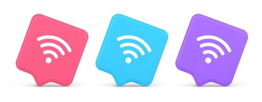 Wi fi internet connection button high speed wireless cyberspace digital network 3d speech bubble icon vector