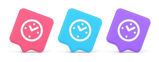 Alarm clock time countdown button deadline measurement 3d realistic speech bubble icon vector