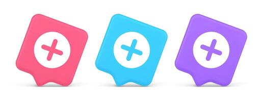 Plus add button mathematical addition symbol 3d realistic speech bubble icon vector