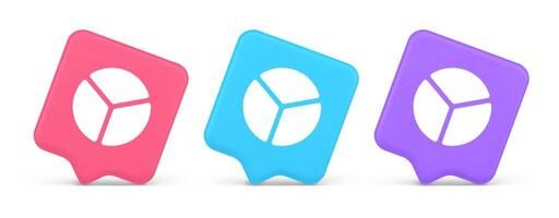 Chart pie three section button financial presentation business analyzing web app 3d speech bubble icon vector