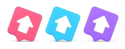 Arrow up button directional pointer cyberspace cursor 3d realistic speech bubble icon vector