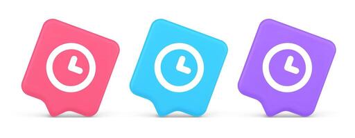 Timer countdown deadline control button time management watch web app design 3d speech bubble icon vector
