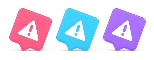Exclamation point triangle button attention advice mark important information 3d speech bubble icon vector
