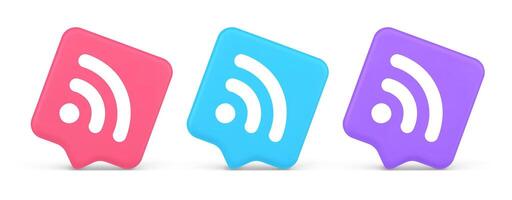 Wifi available access button wireless internet connection signal 3d realistic speech bubble icon vector