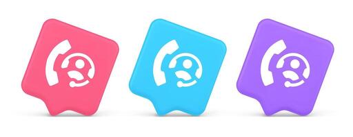 Emergency call helpline assistance button customer support service 3d realistic speech bubble icon vector