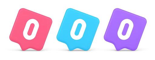 Zero character number button digital sign for math counting cyberspace communication 3d speech bubble icon vector