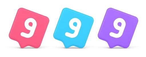 Nine number button calculation math financial budget web app 3d realistic speech bubble icon vector