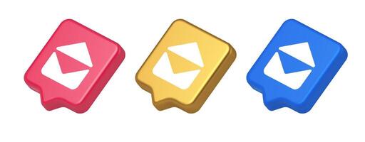 Email open envelope letter received incoming message button 3d realistic speech bubble icon vector
