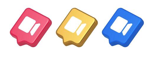 Camera photo shooting multimedia content creation button 3d realistic speech bubble icon vector