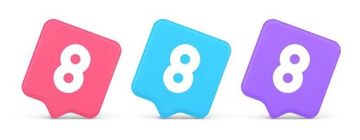 Eight number button mathematic counting calculator web application 3d realistic speech bubble icon vector