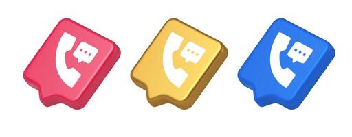 Helpline assistance chat consulting telephone customer support button 3d realistic speech bubble icon vector