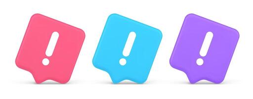 Exclamation mark keyboard button important attention point cyberspace communication 3d speech bubble icon vector