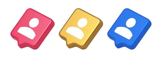 Contact staff call button corporate member communication chat internet service 3d speech bubble icon vector